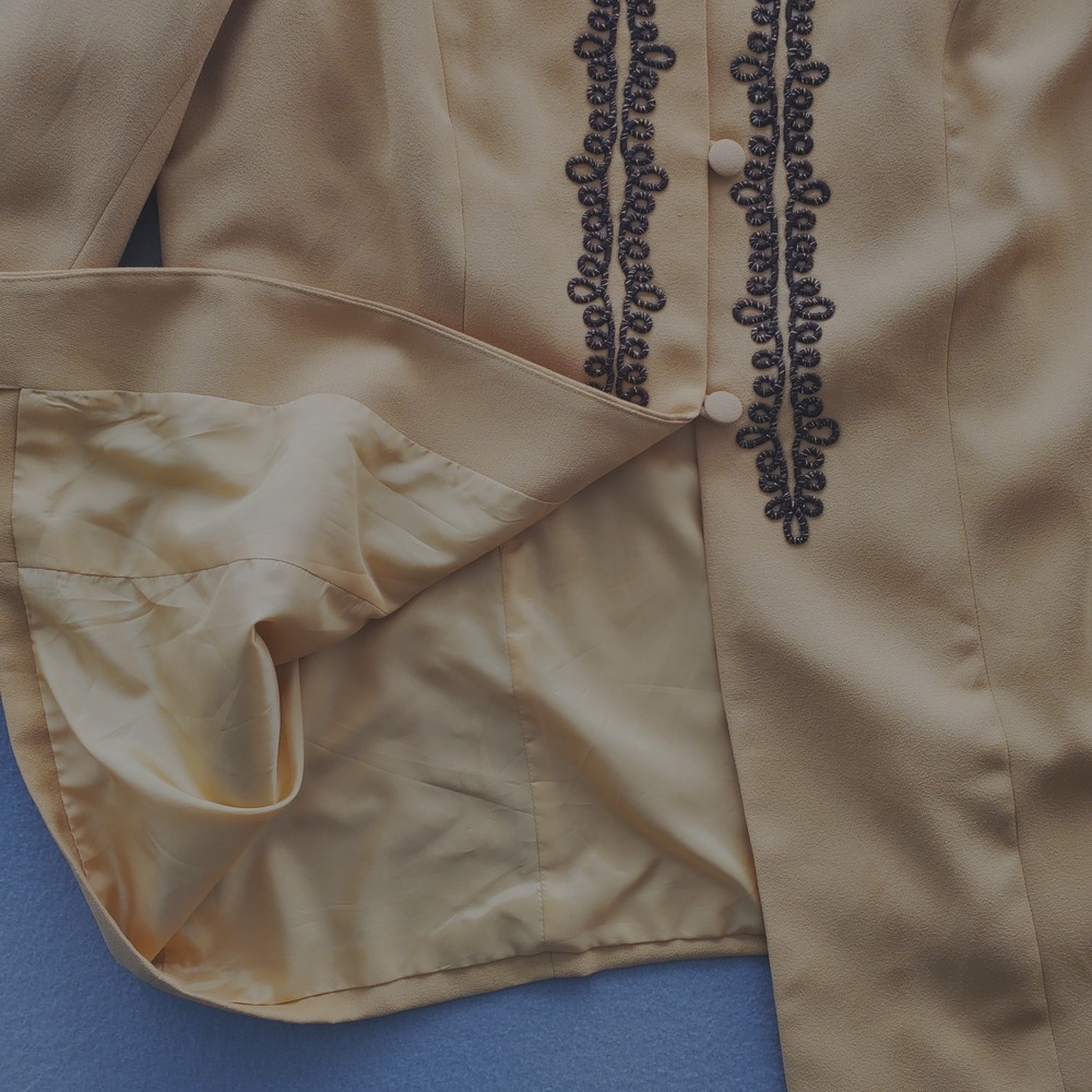 Allison Woods Vintage Women's Size 22W Gold Jacket Mandarin Collar Long Sleeve - Picture 10 of 13